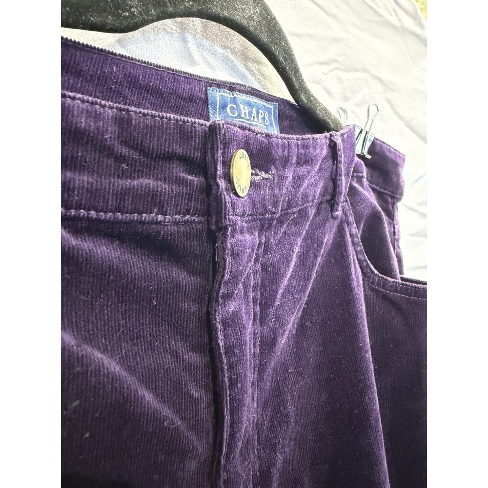 Chaps Women's Purple Corduroy Pants Straight Leg Zip Button Pocket Casual - Picture 3 of 6